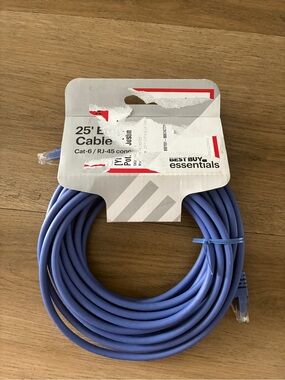 Best Buy Essentials 25 ft Cat6 Ethernet Cable RJ45 Blue High-Speed Internet